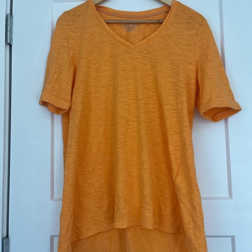 Chico's Tangerine Seamed Slub Tee, Medium